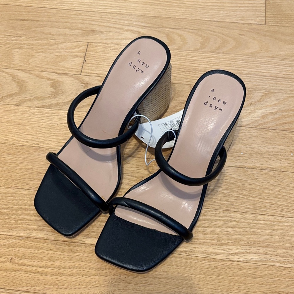 A New Day Black Wedge Sandals